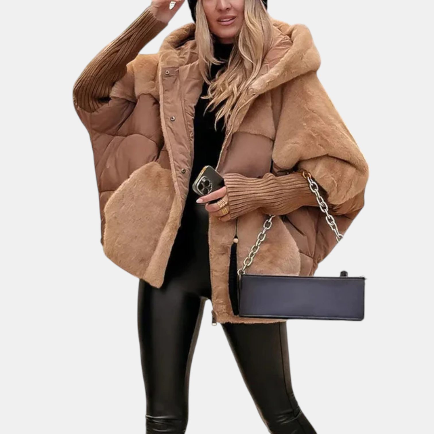 Riley | Oversized Hooded Patchwork Puffer Jacket