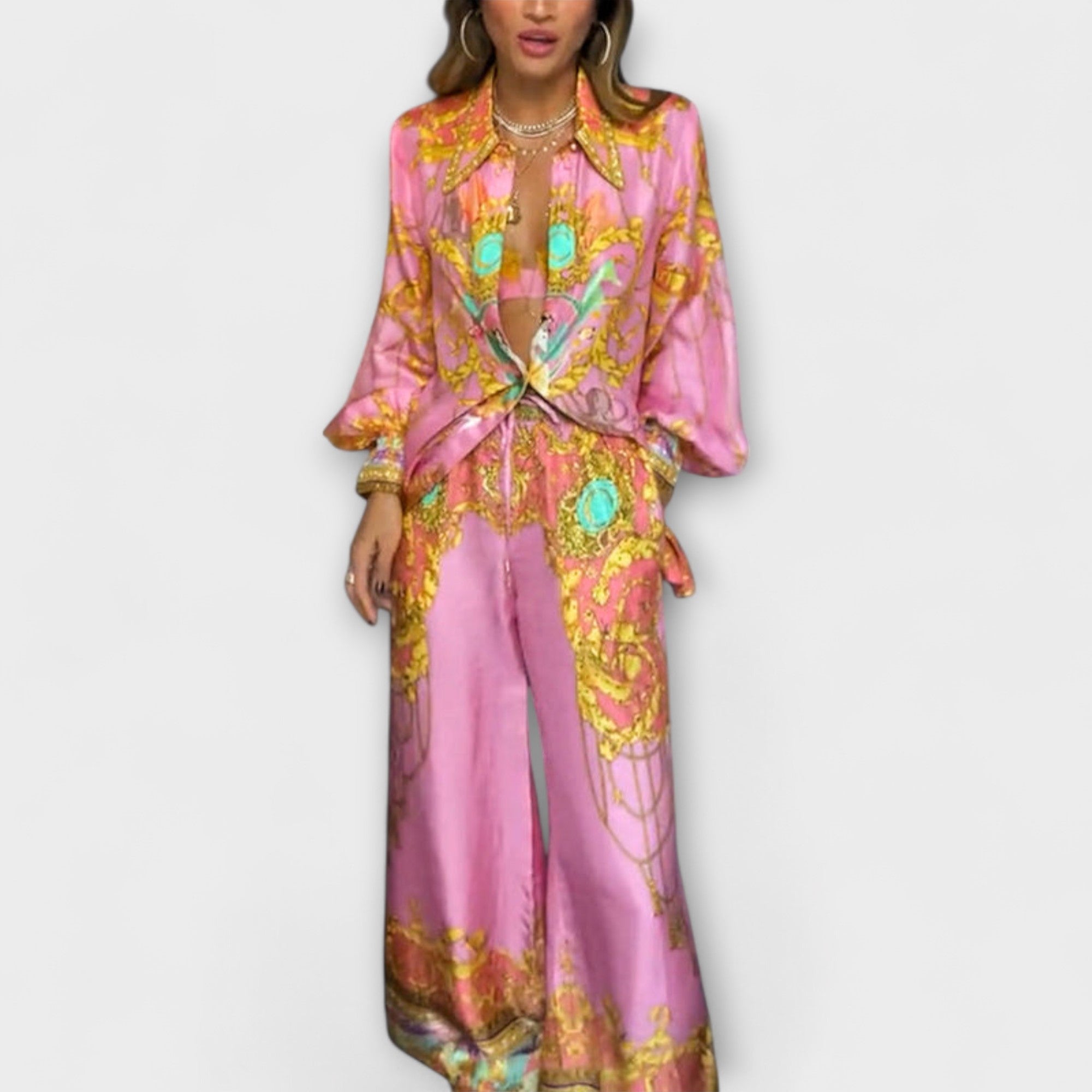 Sage | Mermaid Relaxed Shirt and Elastic Waist Pants Set