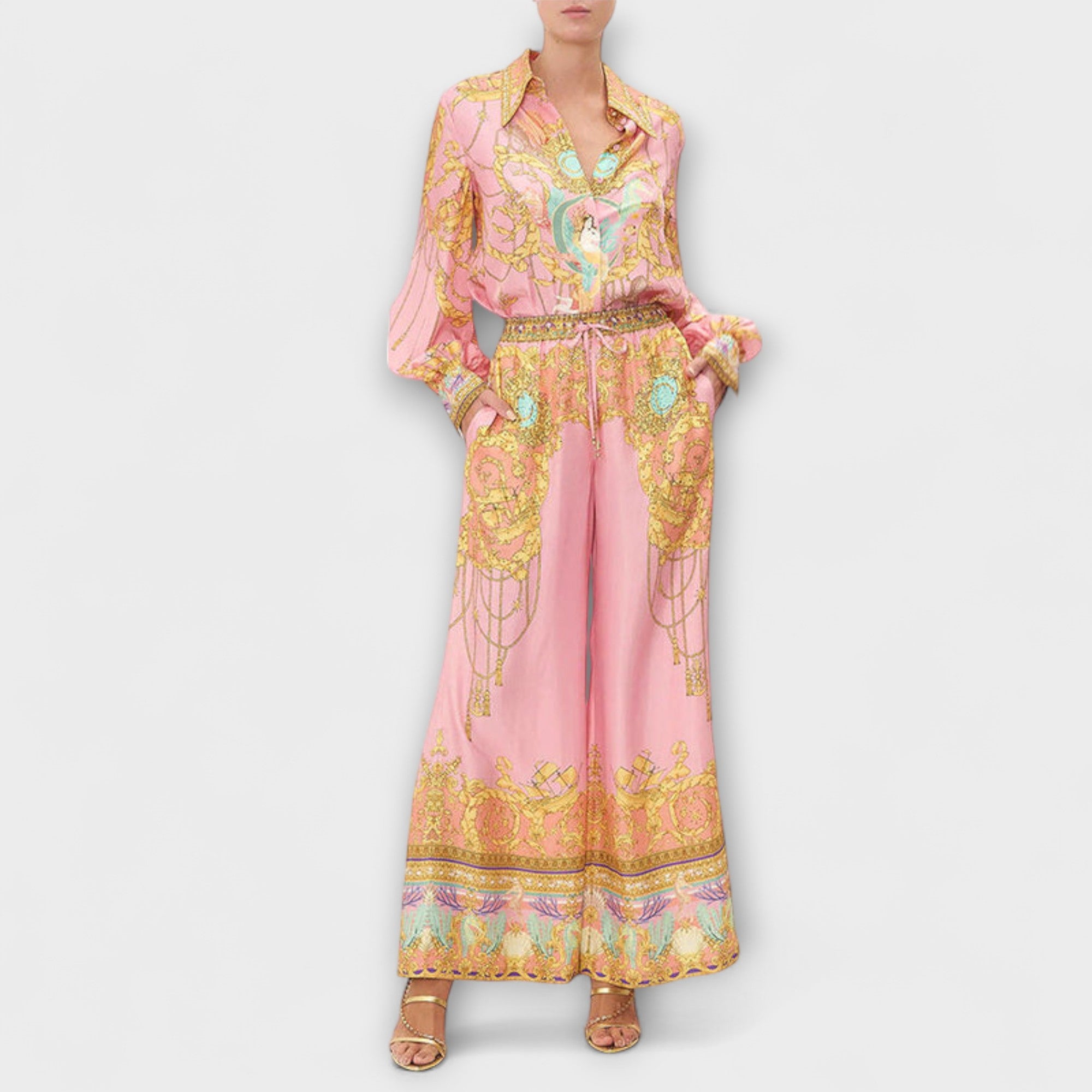 Sage | Mermaid Relaxed Shirt and Elastic Waist Pants Set