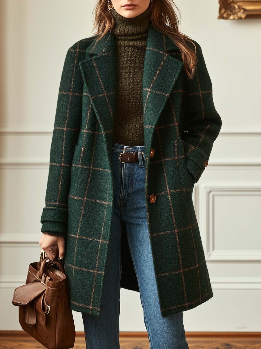 Sydney | Retro Lapel Plaid Coat