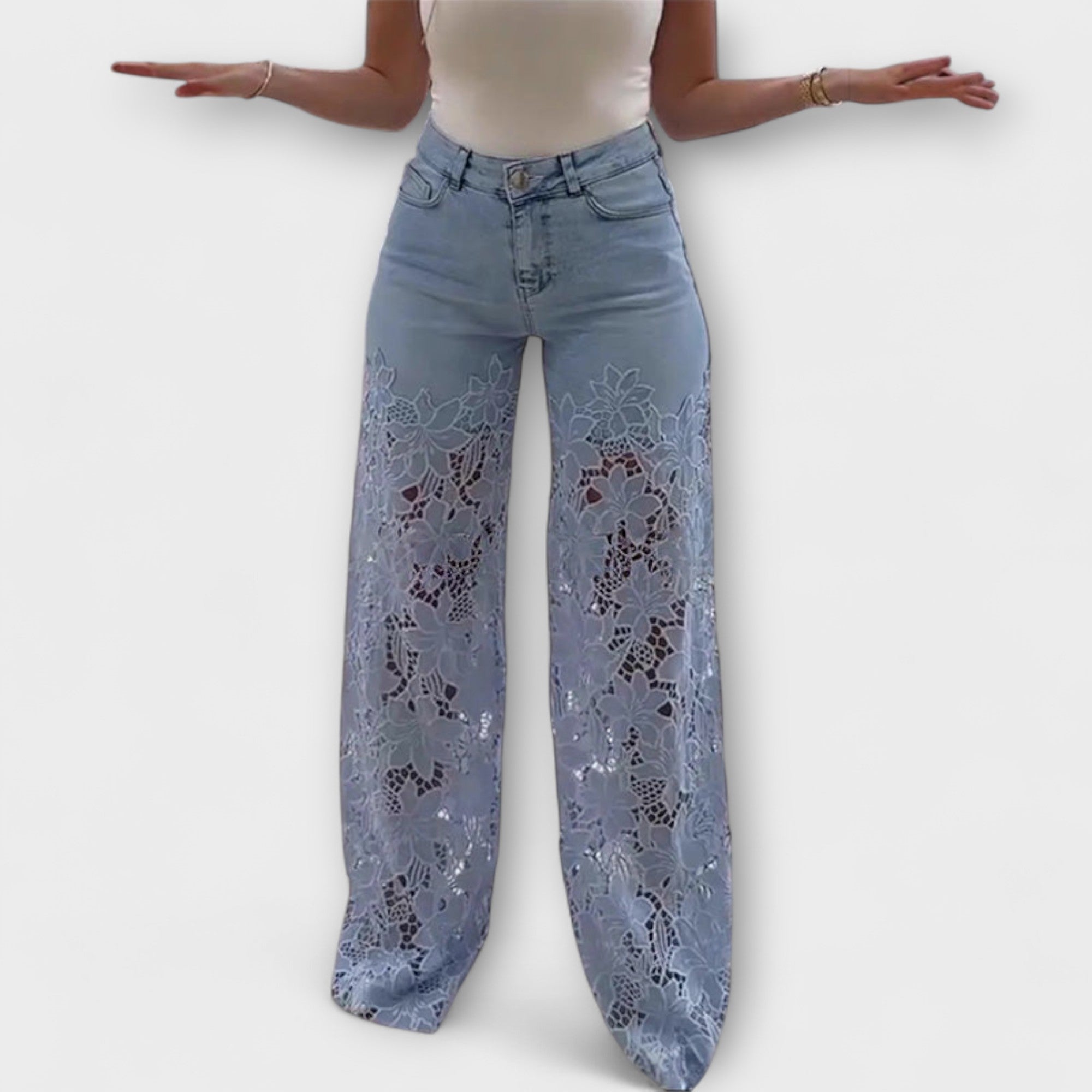 Britta | Trendy Lace Patchwork Jeans