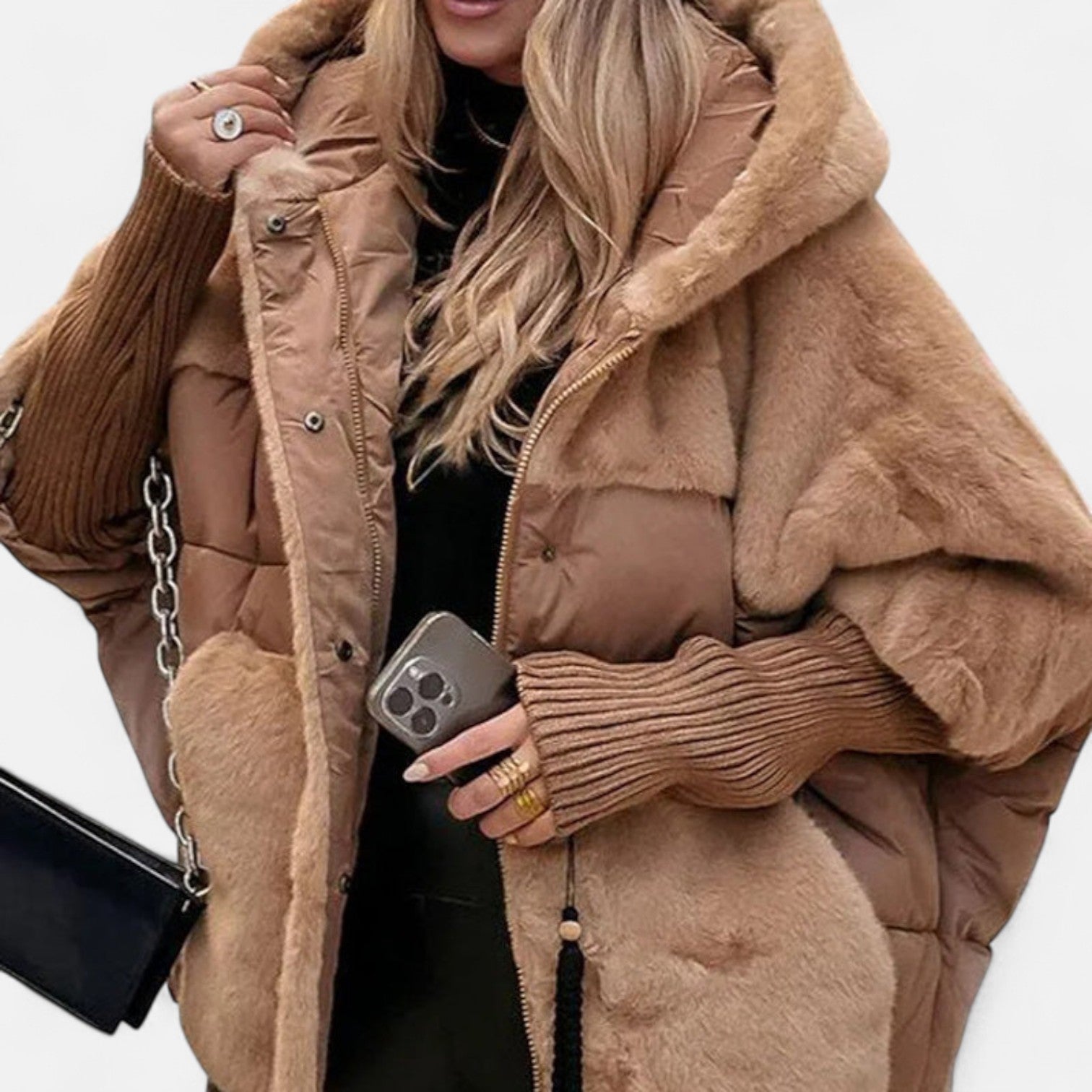 Riley | Oversized Hooded Patchwork Puffer Jacket