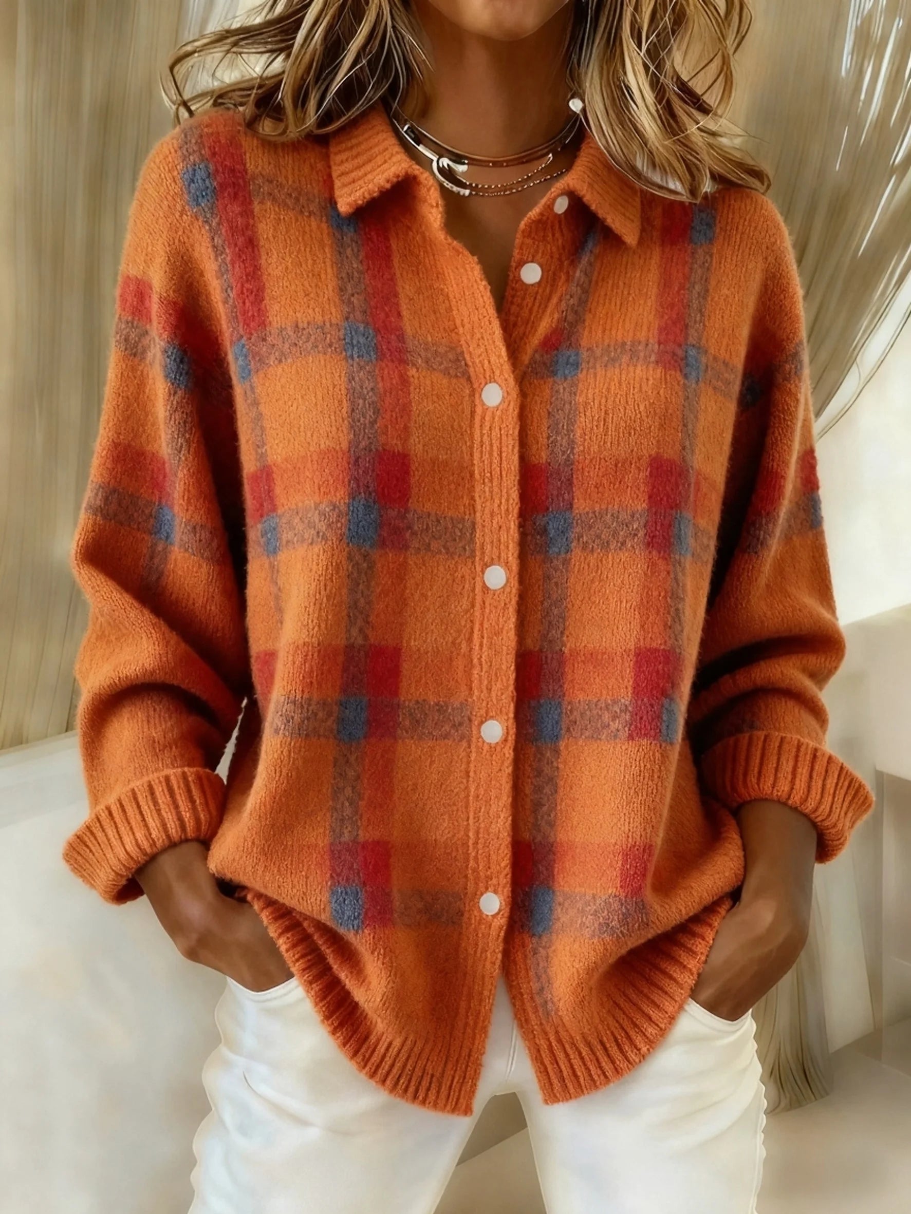 Morgan | Casual Contrast Retro Plaid Sweater