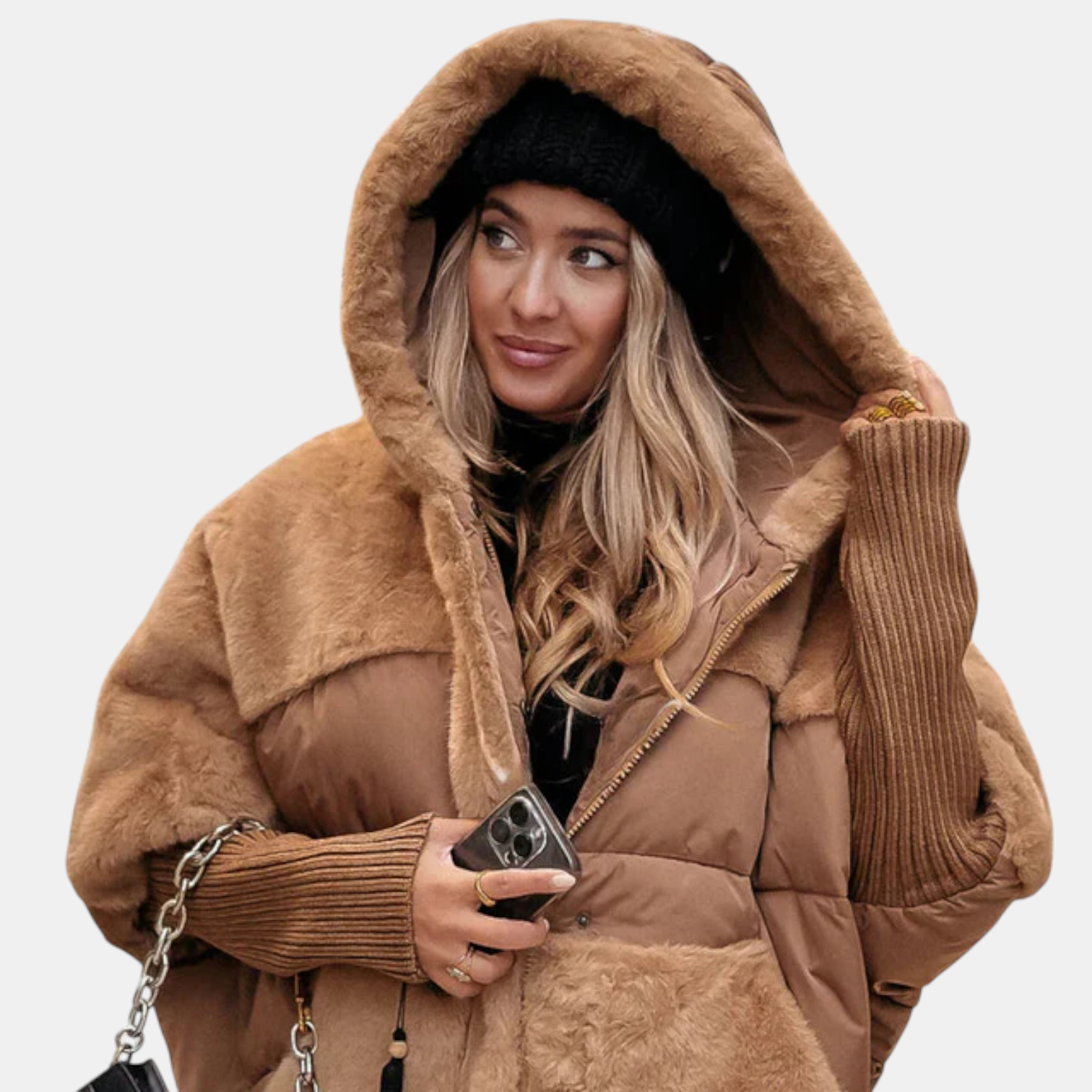 Riley | Oversized Hooded Patchwork Puffer Jacket