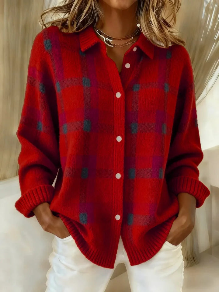 Morgan | Casual Contrast Retro Plaid Sweater