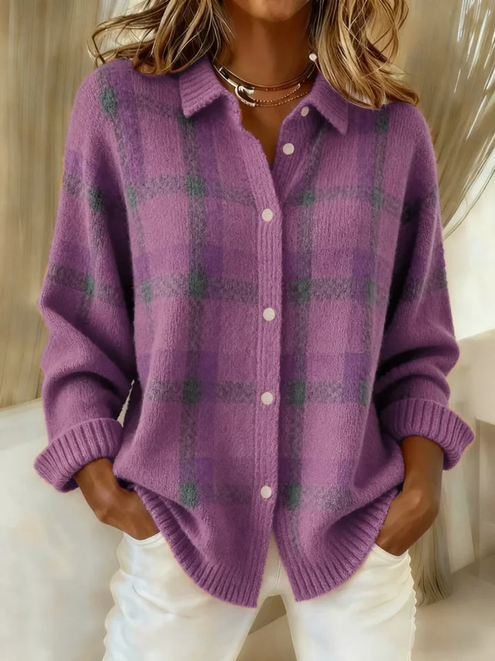 Morgan | Casual Contrast Retro Plaid Sweater