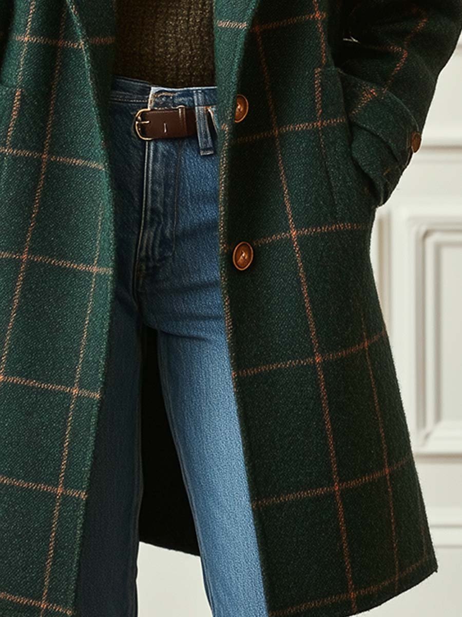 Sydney | Retro Lapel Plaid Coat