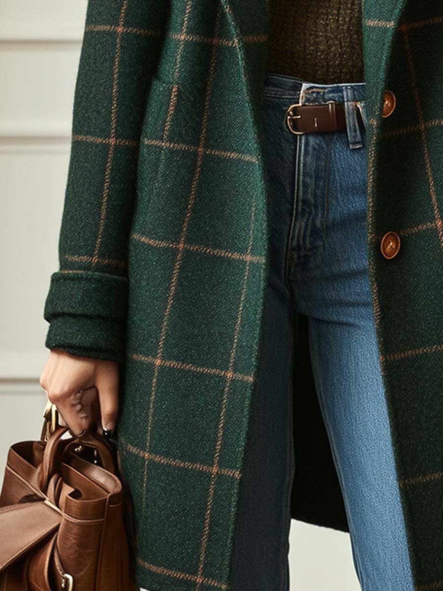 Sydney | Retro Lapel Plaid Coat