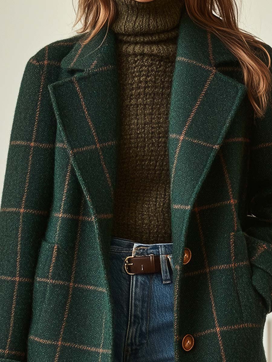 Sydney | Retro Lapel Plaid Coat